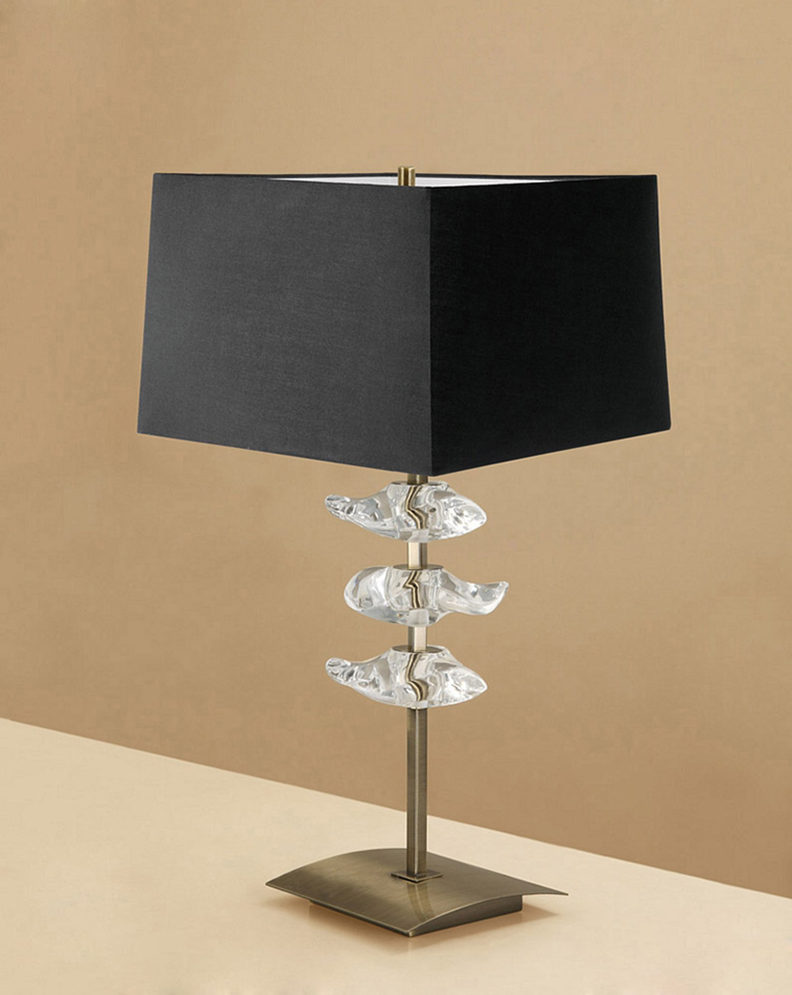 Akira Antique Brass-Black Table Lamps Mantra Shaded Table Lamps